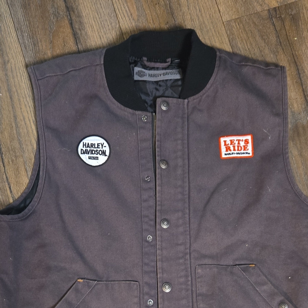 Harley-Davidson Men's Dark Brown Vest with Patches